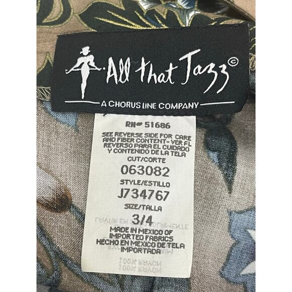 All That Jazz woman's midi sun dress bead accent brown green flowered 3/4 size‎ - Picture 6 of 7